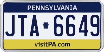 PA license plate JTA6649