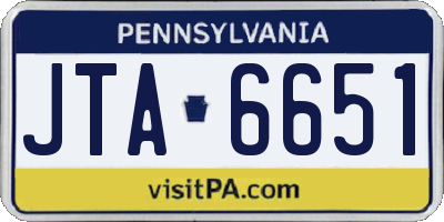 PA license plate JTA6651