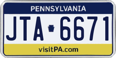 PA license plate JTA6671