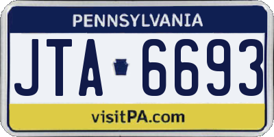 PA license plate JTA6693