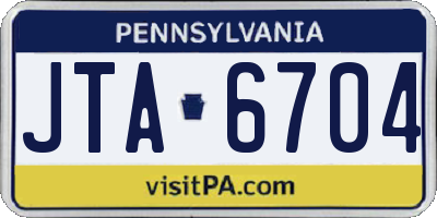 PA license plate JTA6704
