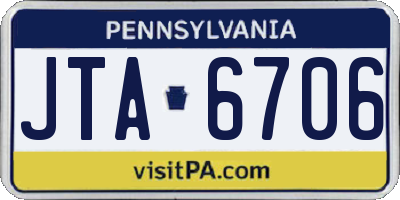 PA license plate JTA6706