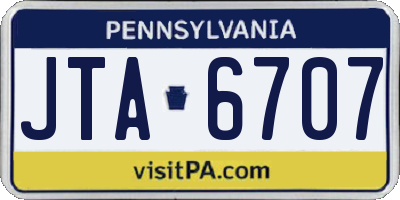 PA license plate JTA6707