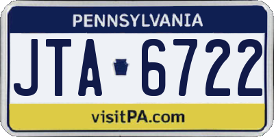 PA license plate JTA6722