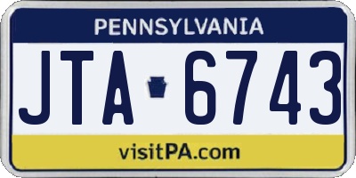 PA license plate JTA6743