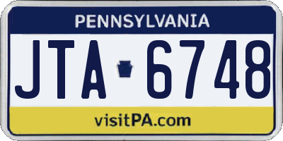 PA license plate JTA6748