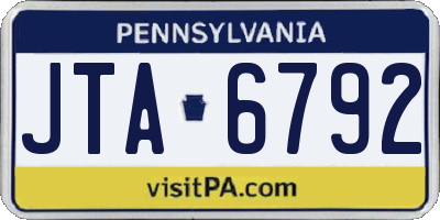 PA license plate JTA6792