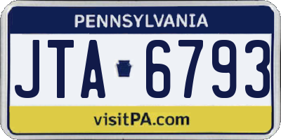 PA license plate JTA6793
