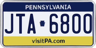 PA license plate JTA6800