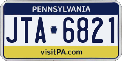 PA license plate JTA6821