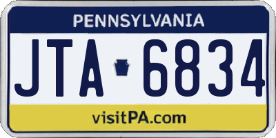 PA license plate JTA6834
