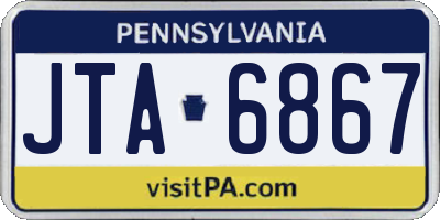 PA license plate JTA6867