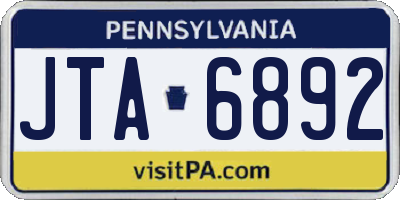 PA license plate JTA6892