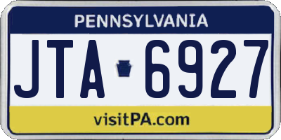 PA license plate JTA6927