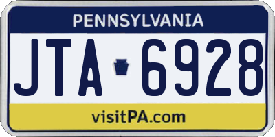 PA license plate JTA6928