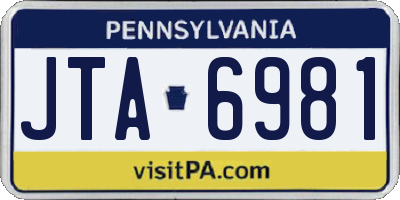 PA license plate JTA6981