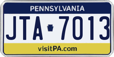 PA license plate JTA7013