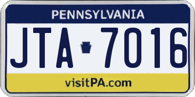 PA license plate JTA7016