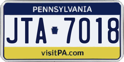 PA license plate JTA7018