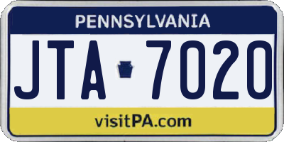 PA license plate JTA7020