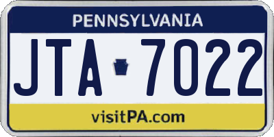 PA license plate JTA7022