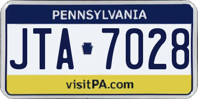 PA license plate JTA7028
