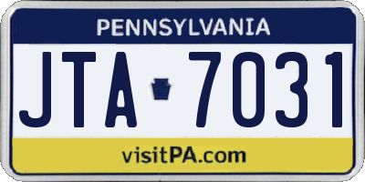 PA license plate JTA7031