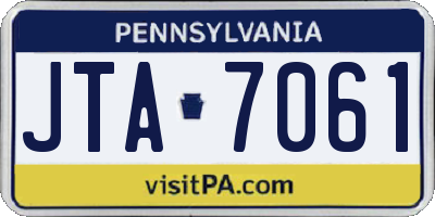 PA license plate JTA7061