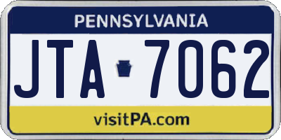 PA license plate JTA7062