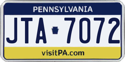 PA license plate JTA7072