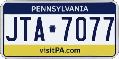 PA license plate JTA7077