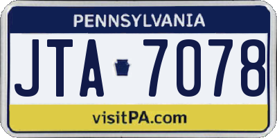 PA license plate JTA7078