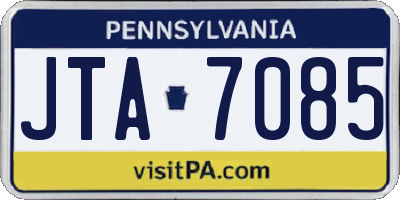 PA license plate JTA7085