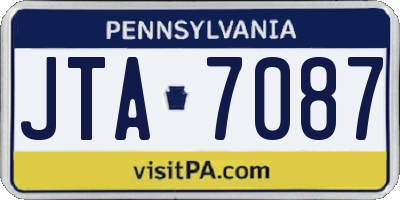 PA license plate JTA7087