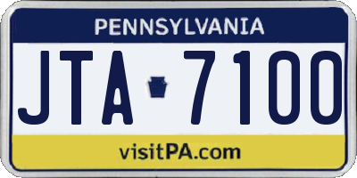 PA license plate JTA7100