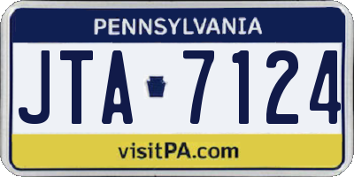 PA license plate JTA7124