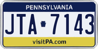 PA license plate JTA7143