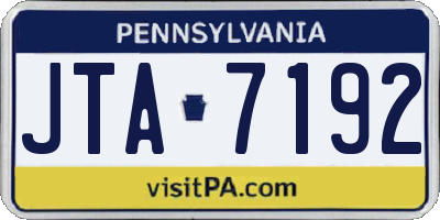 PA license plate JTA7192
