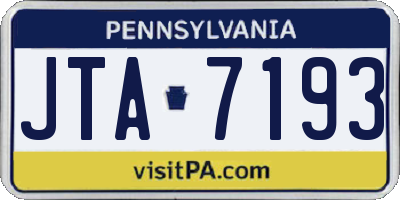 PA license plate JTA7193