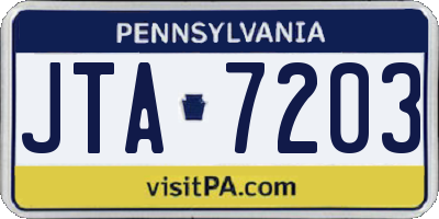 PA license plate JTA7203