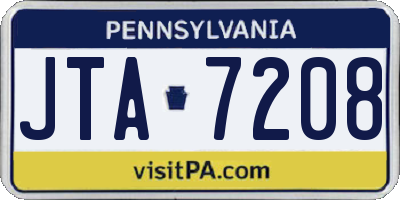 PA license plate JTA7208