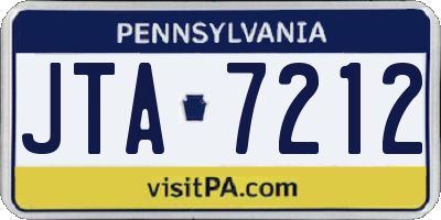PA license plate JTA7212
