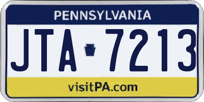 PA license plate JTA7213