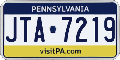 PA license plate JTA7219