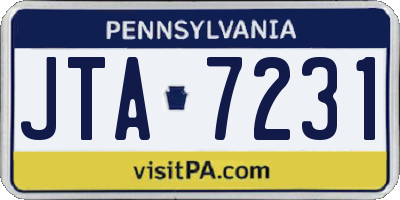 PA license plate JTA7231