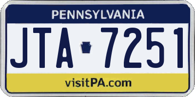 PA license plate JTA7251