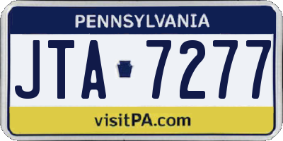 PA license plate JTA7277