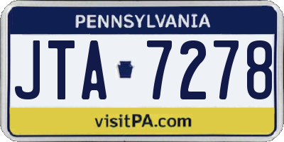 PA license plate JTA7278