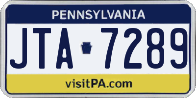 PA license plate JTA7289