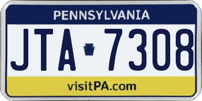 PA license plate JTA7308